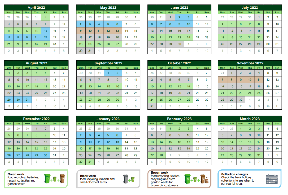 bin collection calendar